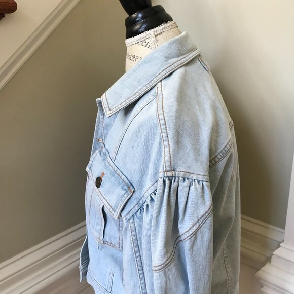 Ulla Johnson Atticus Jean Denim Jacket Womens P 0 Blue Cropped Button Down Coat - Picture 9 of 11